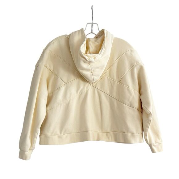 Sezane Aluna Hoodie Sweatshirt Organic Cotton Sweat Shirt Top Ecru Cream Yellow - Picture 3 of 15